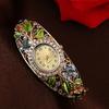 Bangle Dress Watch Vintage Faux Crystal Alloy Pretty Floral Pattern Bracelet Watch