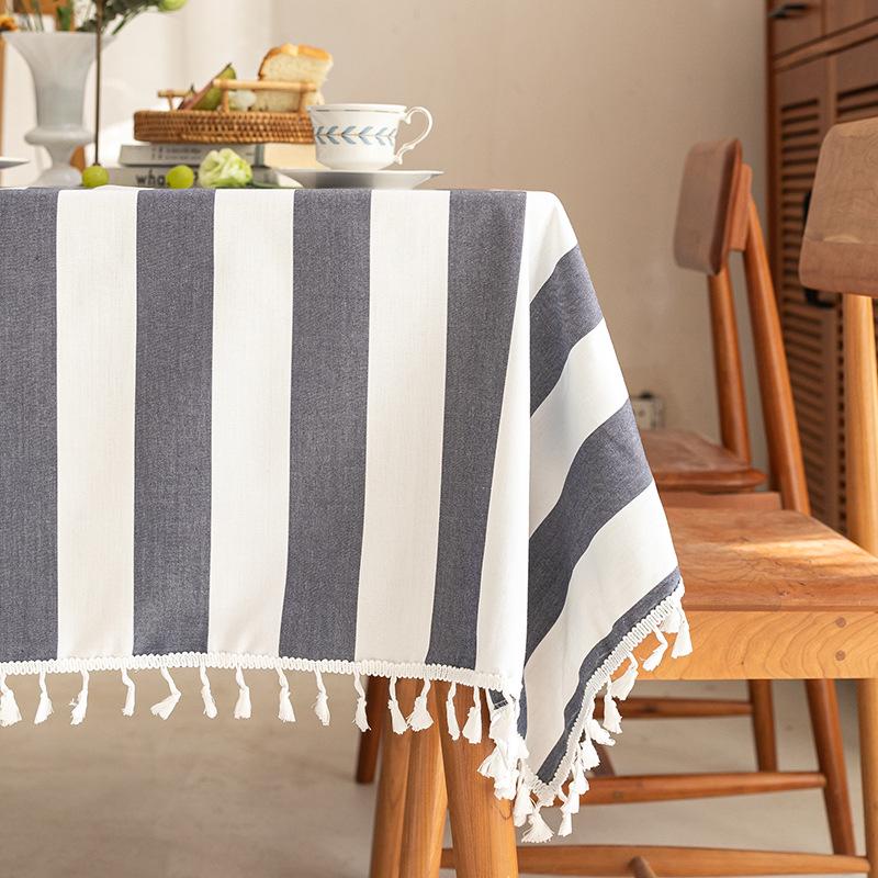 Simple Dining Table Cloth Rectangle Fabric Student Dormitory Fringed Tablecloth Literary Coffee Table Mat Tablecloth