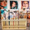 Wooden Frame Watercolor Brush Rack 67 Holes Desk Organizer Natural Paint Brush Holder  Art Supply