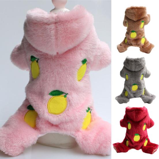 Привлекательный костюм для домашнего животного с нежной окантовкой из кораллового флиса с лимонным узором, куртка для собаки, пальто
