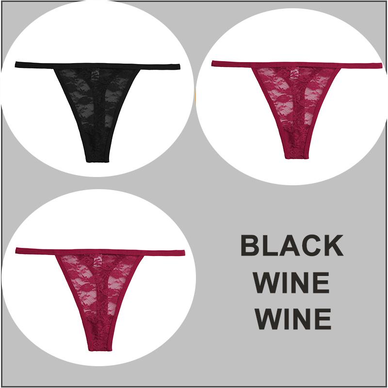 3PCS/Set Sexy G-string Panties Women Thongs Lace Underwear Pantys Low-Waist Femme Underpants Mesh Transparent Lingerie