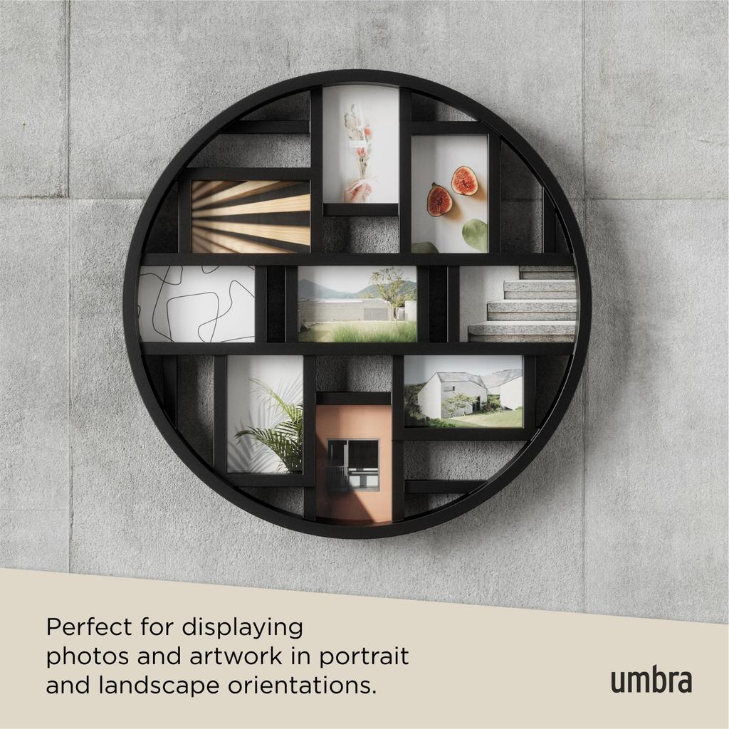 Umbra LUNA Photo Frame, Black, 9-Panel, Multi-Plate Photo Display