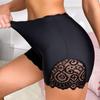Сексуальные женские гладкие боксеры с кружевной кромкой, однотонные гладкие боксеры из ледяного шелка, бесшовные эластичные женские противоскользящие защитные брюки большого размера