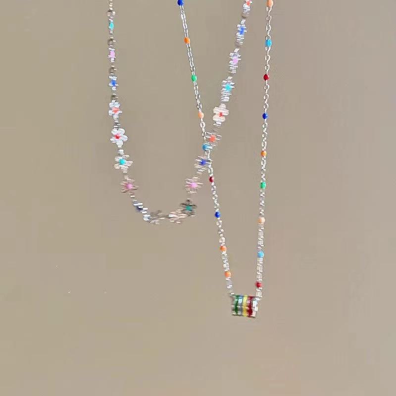 2025 Цветочное ожерелье из бисера и цветов - Летняя цепочка на ключицу для женщин, универсальный подарок для подруг