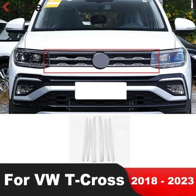 Декоративная накладка на центральную решетку радиатора для Volkswagen VW T-cross Tcross 2018- Нержавеющая сталь Автомобильная гоночная решетка Декоративная полоса