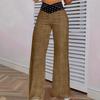 Women's Hollow Belt Trousers Temperament  Flared Trousers High Waist Casual Wide Leg Pants