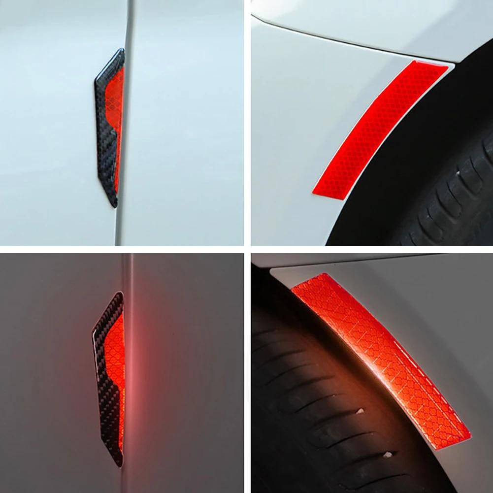 4PCS Car Door Anti-Collision Strip Body Stickers Reflective Warning Stickers Decorative Scratch-Resistant Modified Universal