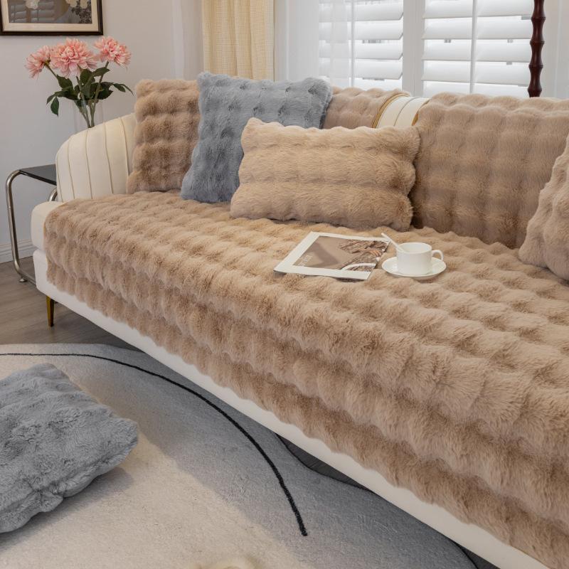 Чехлы для диванов с плюшевой подкладкой «Кролик», зимнее теплое универсальное полотенце для дивана, нескользящий коврик для дивана, толстый чехол для дивана, полотенце, чехол для гостиной