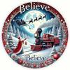 Vintage Metal Tin Sign 8x8 Inch Christmas Train Wreath Wall Decor Retro Holiday Home Art Plaque for Living Room Bar