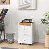 Office Drawer Unit with 4 Wheels 3 Drawers and 1 Pull-Out Tray Load 30 kg 43x40x66,5 cm White and Natural