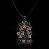 Bohemian Style Purple Zircon Pendant with Irregular Black and Gold Flower Shaped Jewelry High Quality Party Sweater