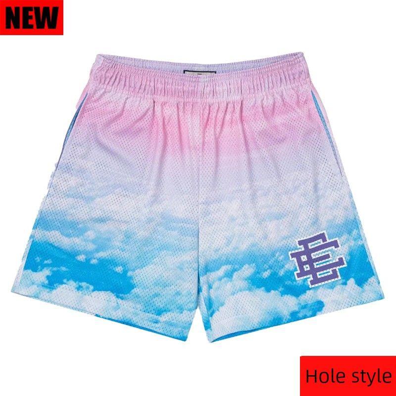 24S Модные Вест-Кост Новое Поступление EE Баскетбольные Шорты Athleisure Большой Размер Дышащая Сетчатая Шорты Средней Длины Мужские