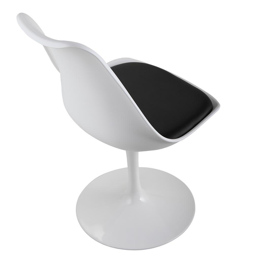 Вращающийся стул Tulip Side Chair для кухни и столовой, бар с мягким сиденьем и изогнутой спинкой, белый и черный
