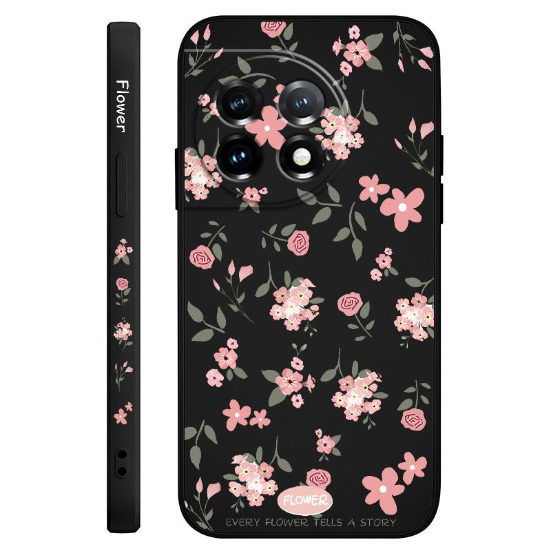 Floral Scent Phone Case For Oneplus 12 12R 11 11R 10 10R 10T 9R 9RT 9 8T 8 7 7T Pro 5G Liquid Silicone Cover