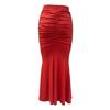 Fishtail Skirt High Waist Ruched Women Skirt Solid Color Design Slimming Effect Long Skirt Commuting Streetwear