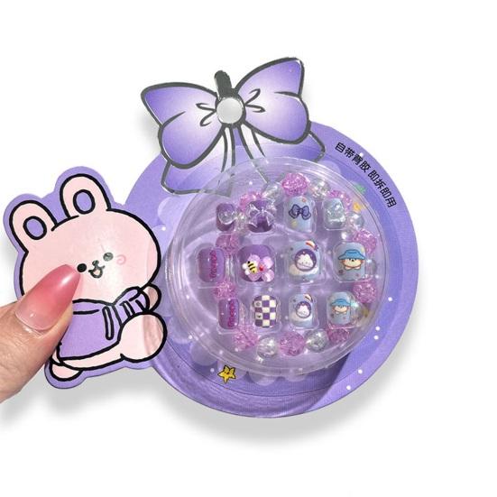 12 шт., накладные ногти, очаровательный мультяшный узор, яркий цвет, полное покрытие, декоративные накладные ногти, маникюрные советы