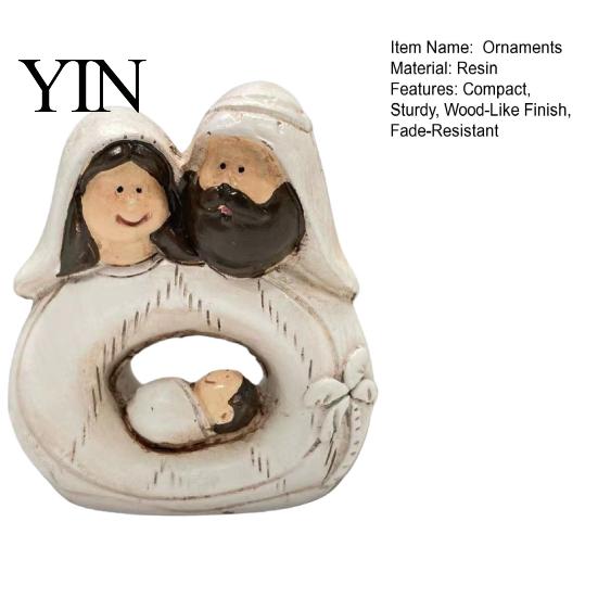 Small Religious Sculpture for Desk Holy Family Resin Figurine, Vintage Nativity Scene Statue, Mini Spiritual Gift Housewarming Jesus Birth Desktop