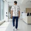 Мужской рождественский медицинский топ с V-образным вырезом, коротким рукавом и нагрудным карманом для медработников