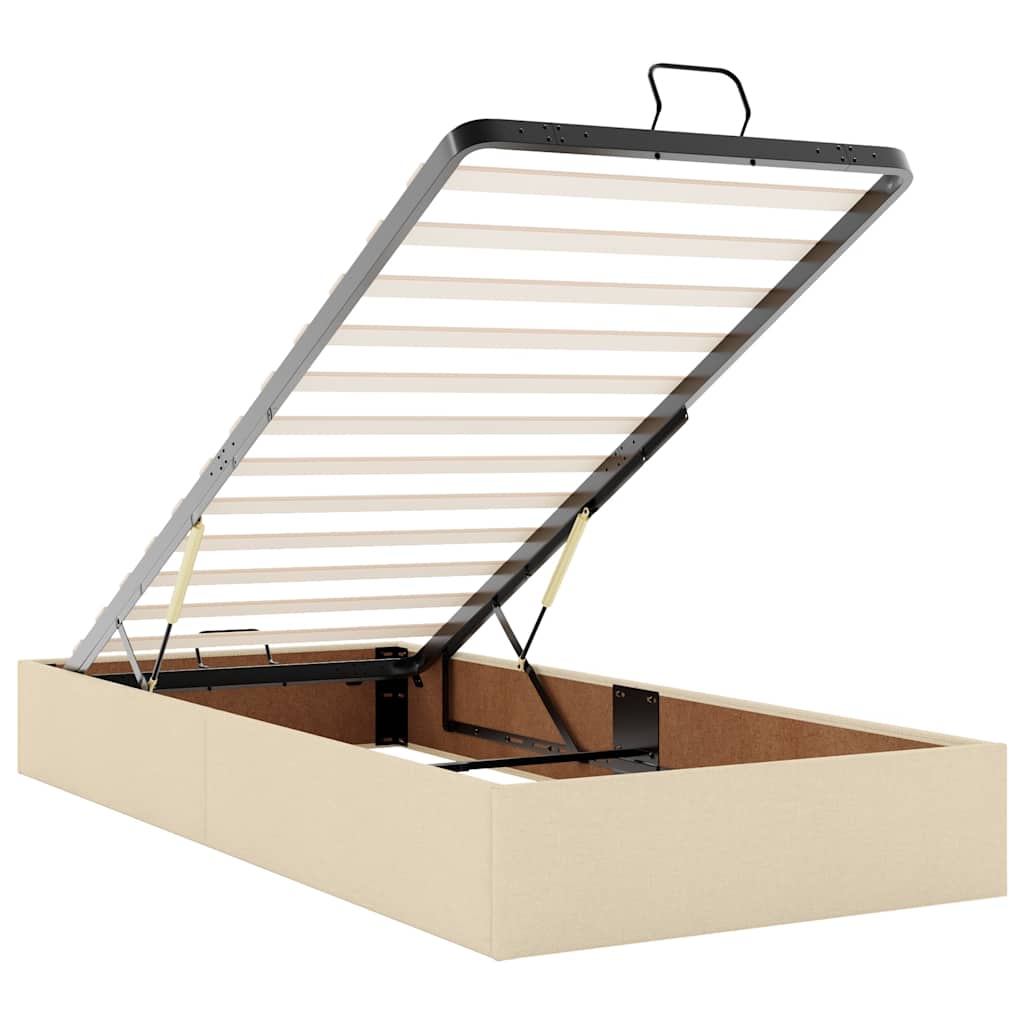 Ottoman Bed with Mattress Cream 80x200 cm Fabric