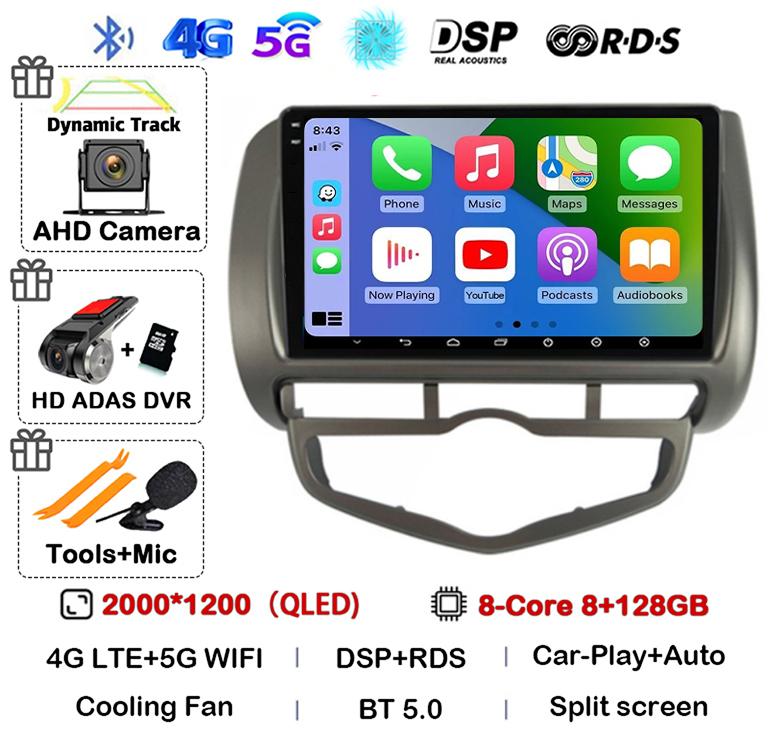 Android 14 Auto Carplay WIFI+4G For HONDA JAZZ City 2002 - 2007 HD 2 Din Car Radio Multimedia Video Player Stereo GPS 360 Camera