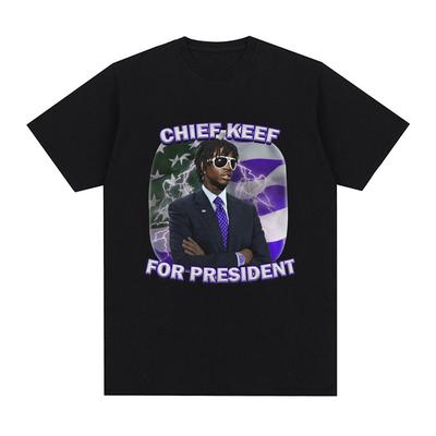 Графическая футболка рэпера Chief Keef для президента Мужская модная хип-хоп футболка с коротким рукавом Винтажная готическая футболка оверсайз Топы