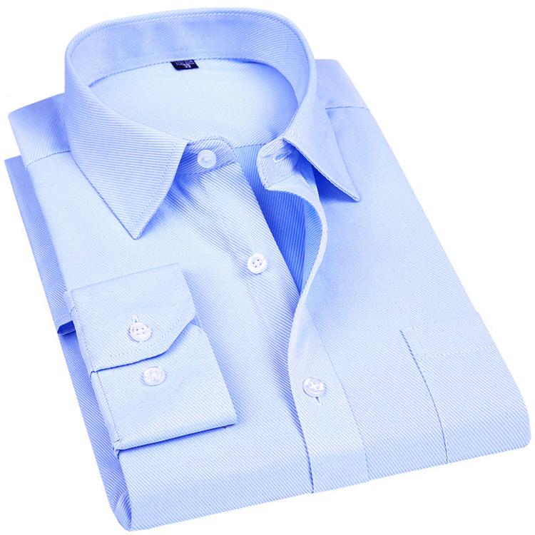 Large Size Men 'S Business Casual Long Sleeved Shirt White Blue Black Smart Male Social Dress Shirt 