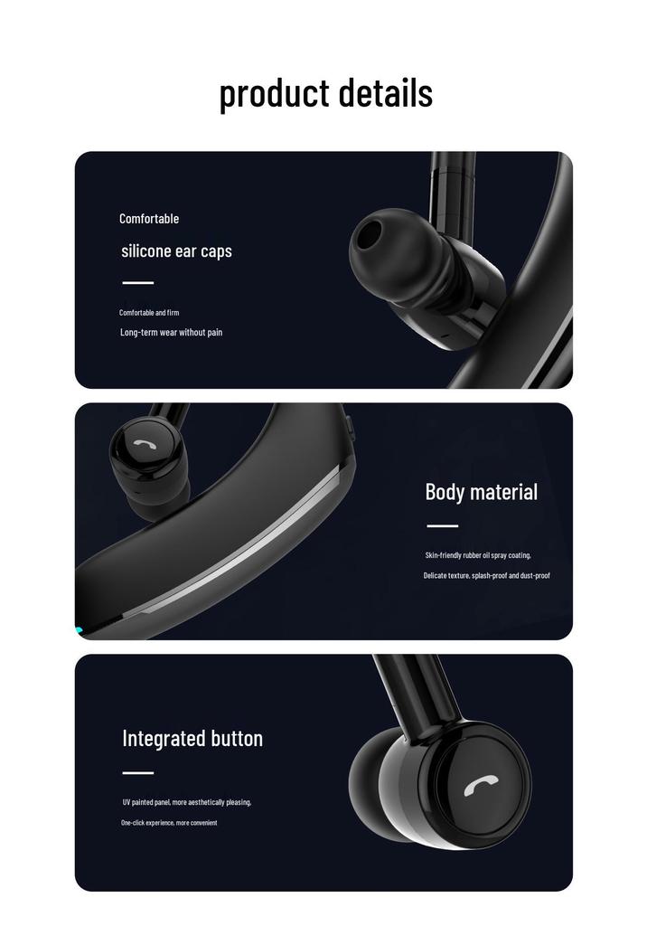 Bluetooth-наушники F900: Одноухое, Зажимное, Беспроводное, Длительное время ожидания, Определение номера вызывающего абонента, Спортивный дизайн