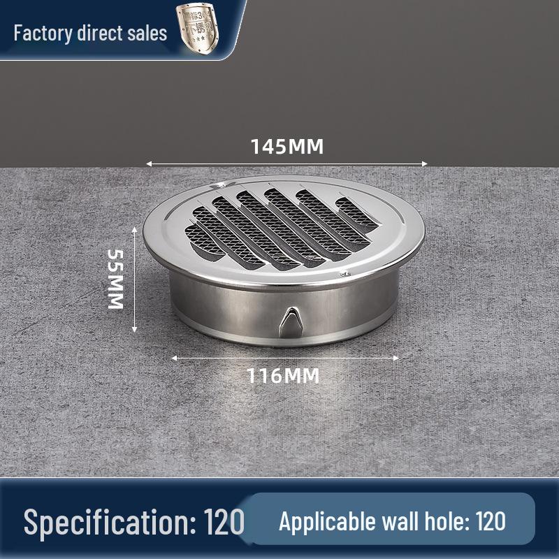 304 Stainless Steel Flat Head Exterior Windproof Vent Cap for Fresh Air Inlet