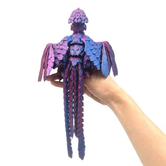 3D Printed Phoenix Ornament Articulated Phoenix Fidget Toy Flexible Phoenix Bird Toy Animal Centerpiece for Stress Relief Desk Display