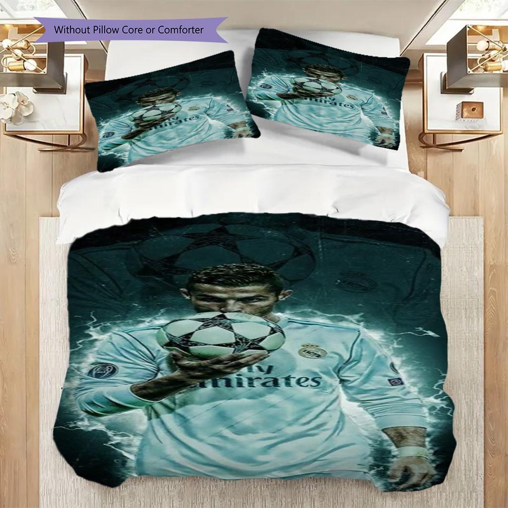 Dynamic Cr Football Action Three-piece set (1 * duvet cover + 2 * pillowcase, without core) 2D Flat Bedding set Soft and comfortable