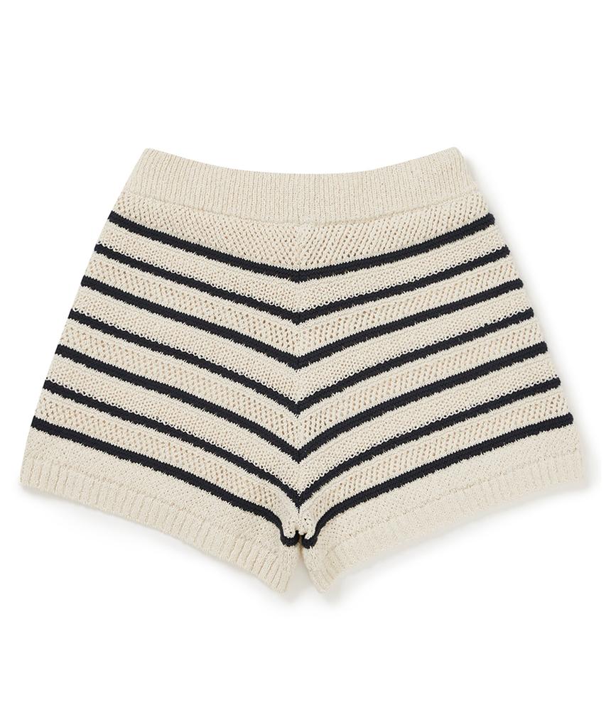 CLOVE [25Ss Clove] Stripe Crochet Knit Shorts (Ivory)