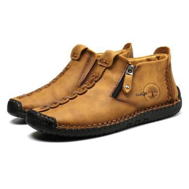 Genuine Leather Men Boots Fashion Zipper Shoes Leather Men Ankle Boots