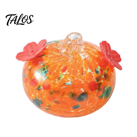 Кормушка для колибри Talos из выдувного стекла, цветная подвесная кормушка для нектара с двумя цветочными кормушками для декора сада и заднего двора
