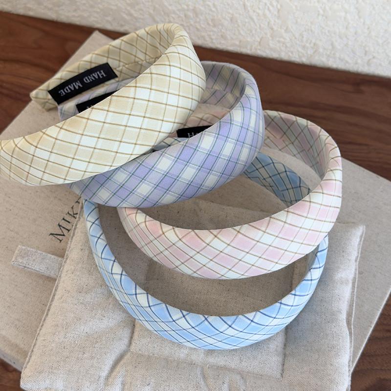 Cloth Plaid Sweet Headband Women's Korean Fashion Fresh Hair Band Outdoor Hair Accessories