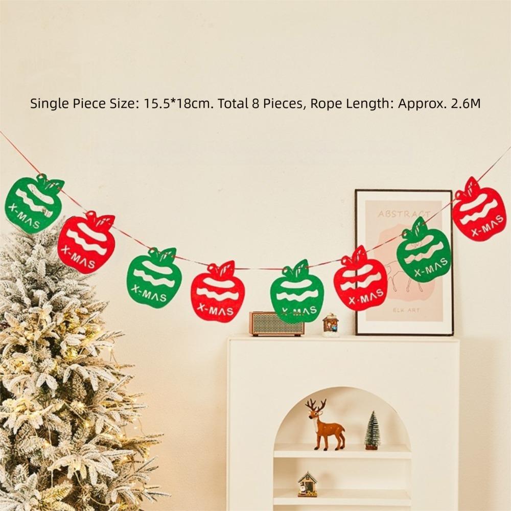 Felt Christmas Banner Elk Design Red Green Xmas Pull Flag Hanging Ornament Santa Design Party Banner Outdoor Decor