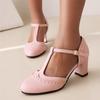 Fashion Lady Fashionable Single Shoes T-Strap Buckle Sweet Blue Pumps 6.5CM Heel High Heels Zapatos Party Wedding Women Mary Janes Shoes