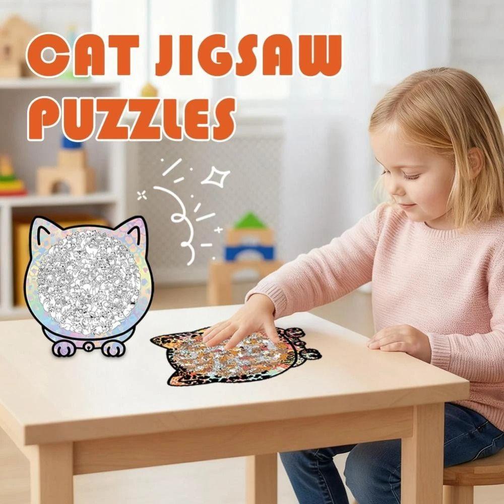 135-piece Morandi-colored Cat-shaped Puzzle Macaron Color Animal Cats Decorative Cut Cat Pieces
