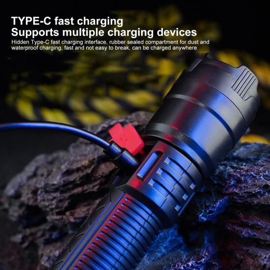 Rechargeable Zoomable Flashlight with Digital Power Display Waterproof LED Flashlight High Brightness Torch for Outdoor & Emergency Use