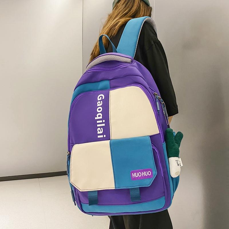 Студенческий цветной контрастный школьный рюкзак большой емкости, студенческий рюкзак средней школы, дорожный рюкзак для мужчин и женщин