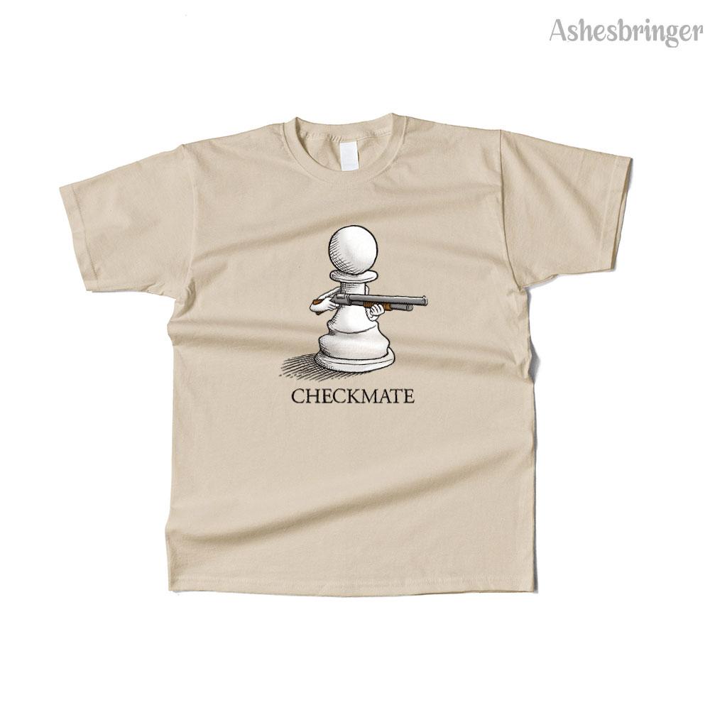 Mens Cotton Checkmate Graphic Chess Funny T Shirt Street Casual Style Tee for Men and Women