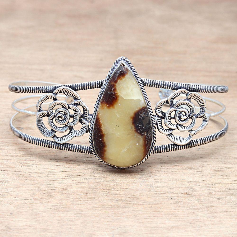 Septerian Jasper Gemstone Handmade Silver Jewelry Cuff Bracelets 7''Adjustable
