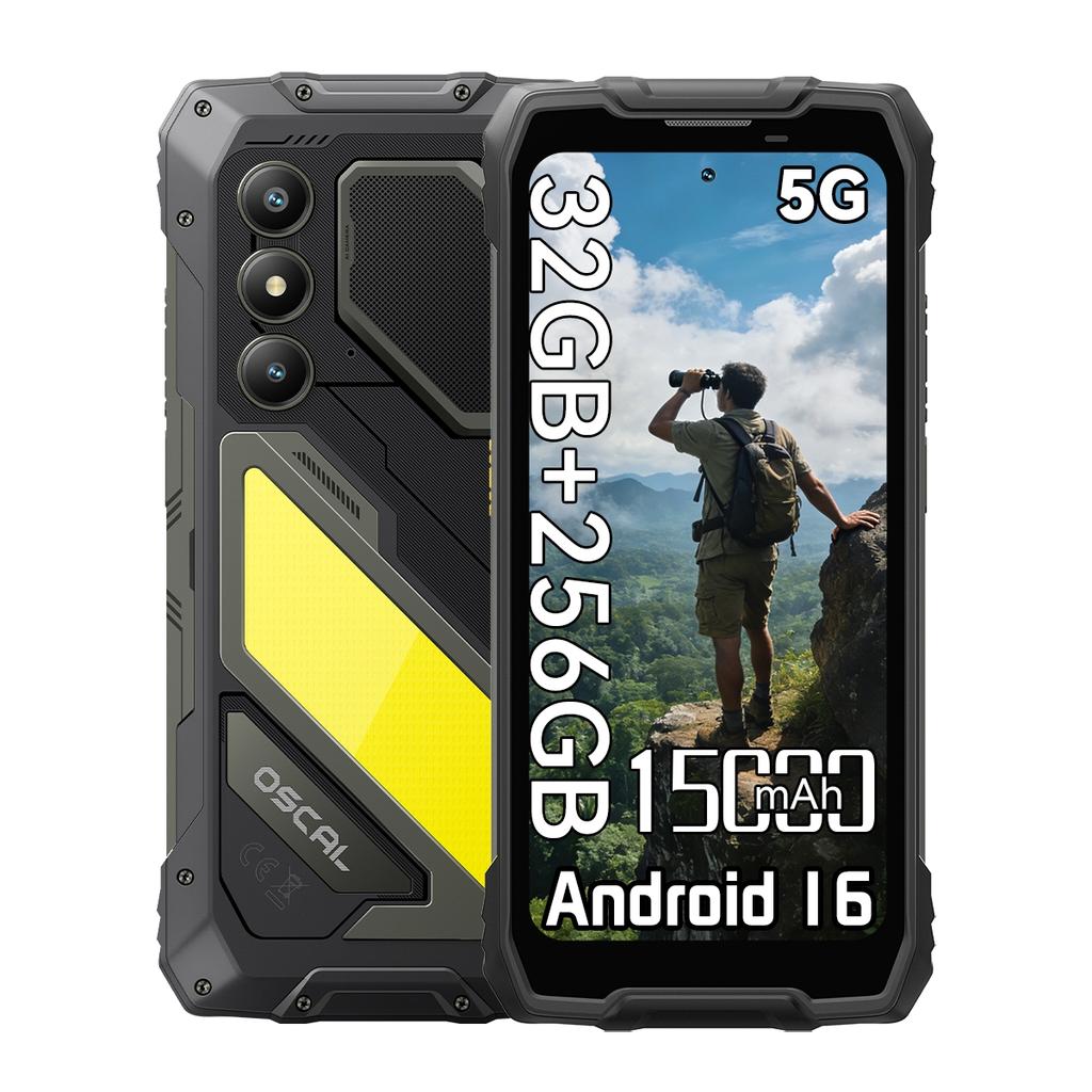 Oscal PILOT 5 Защищенный мобильный 5G Android 16 15000 мАч 8 ГБ ОЗУ 256 ГБ ПЗУ Смартфон