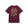 New Era Унисекс Футболка с принтом логотипа MLB New York Yankees, Круглый вырез, Фиолетово-коричневая 13075329