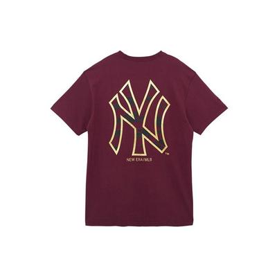 New Era Унисекс Футболка с принтом логотипа MLB New York Yankees, Круглый вырез, Фиолетово-коричневая 13075329