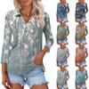 Женский модный повседневный топ на пуговицах с длинным рукавом и цветочным принтом, v-образным вырезом и пуговицами