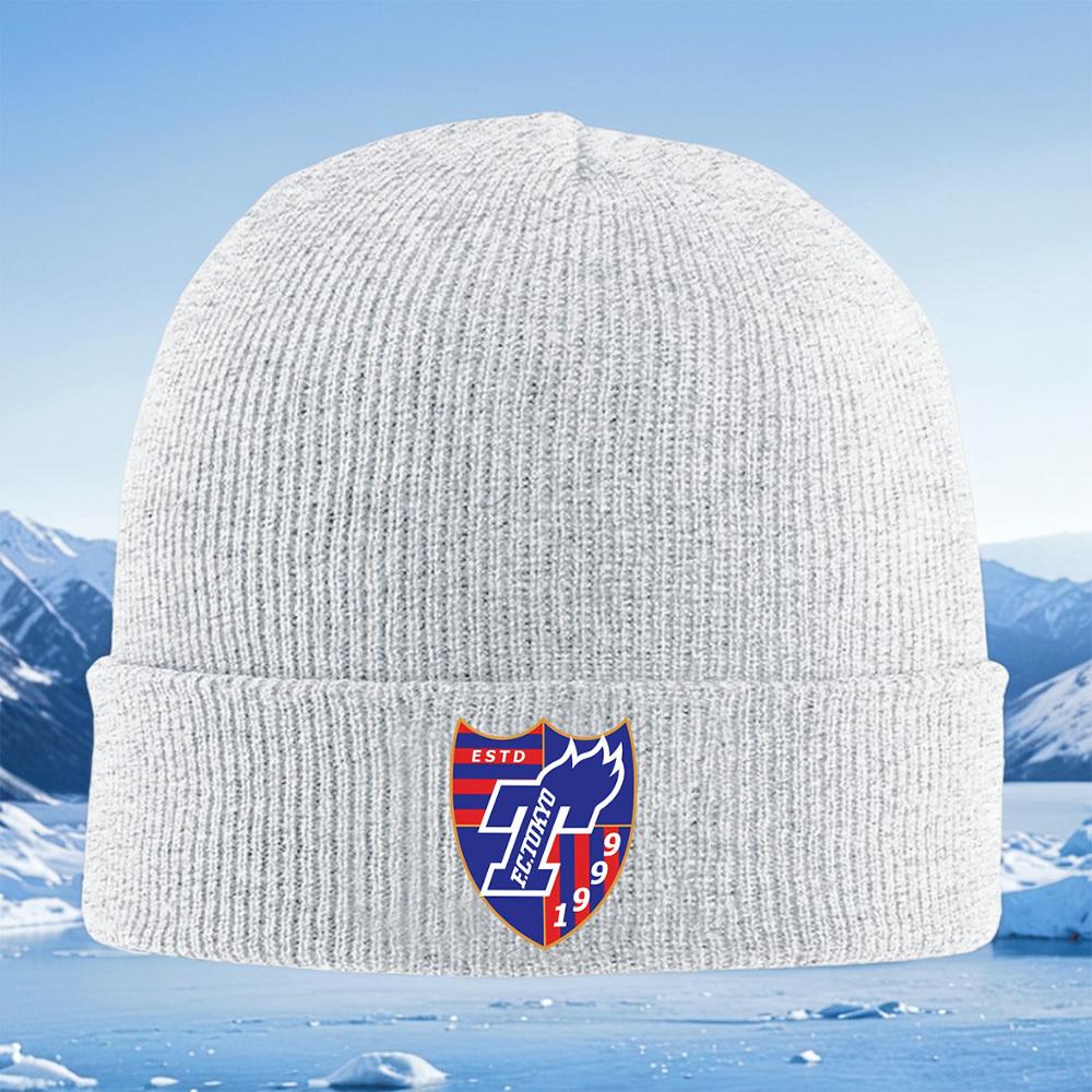 Football club emblem white flame blue Men Women Unisex Knitted Hat Beanie Pullover Cap Winter Thermal Warm Christmas Outdoor Cyc