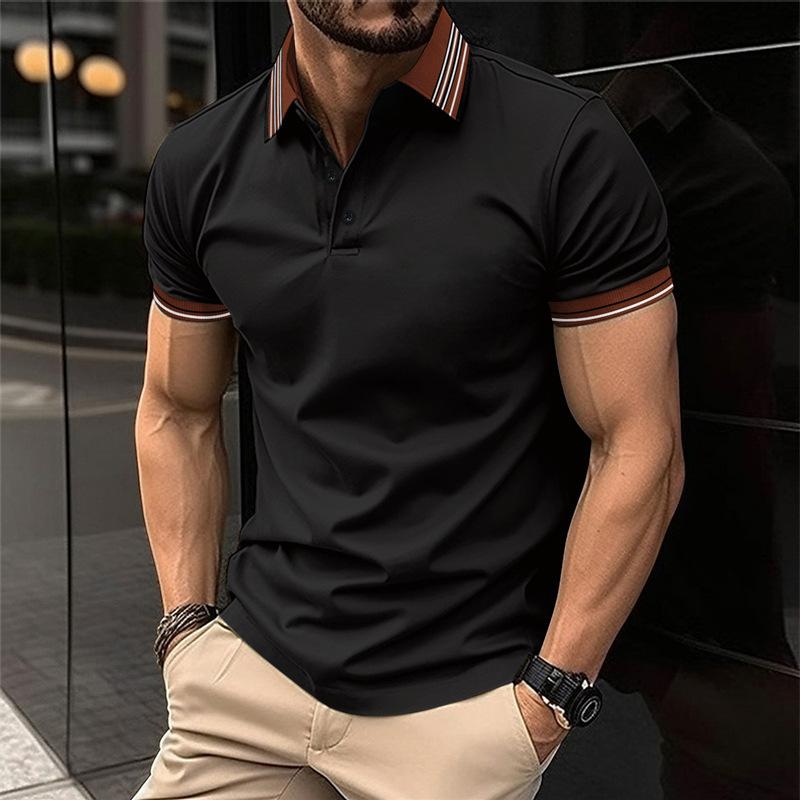 Summer Fashion Men's Casual Polo Shirts Slim Solid Color Turn-down Collar Short Sleeve Polos Male Tops Clothes