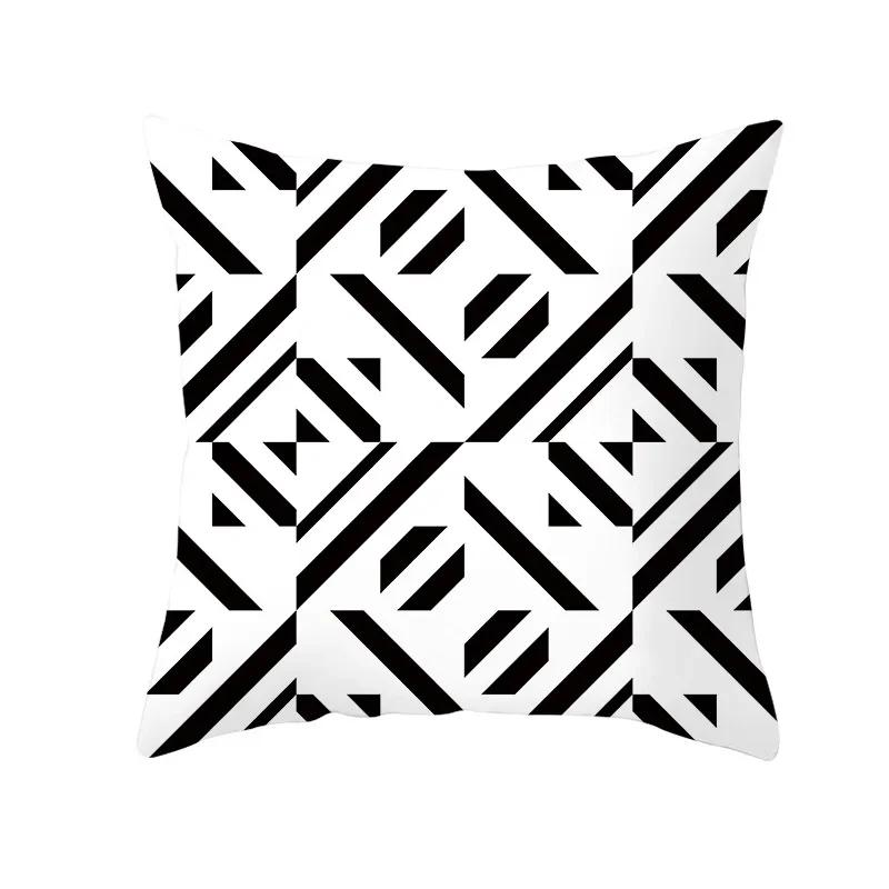 Наволочки Домашний Декор Спальни Скандинавский Креативный Черно-белые Полосы Геометрический Цифровая Печать Наволочки