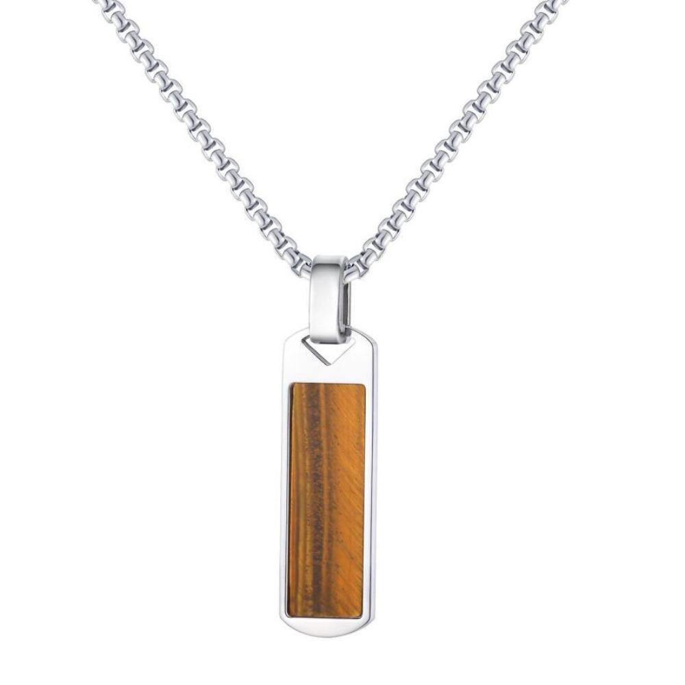 Trendy Lapis Lazuli Pendant Minimalist Stainless Steel Necklace Fashion Pendant Necklace Men