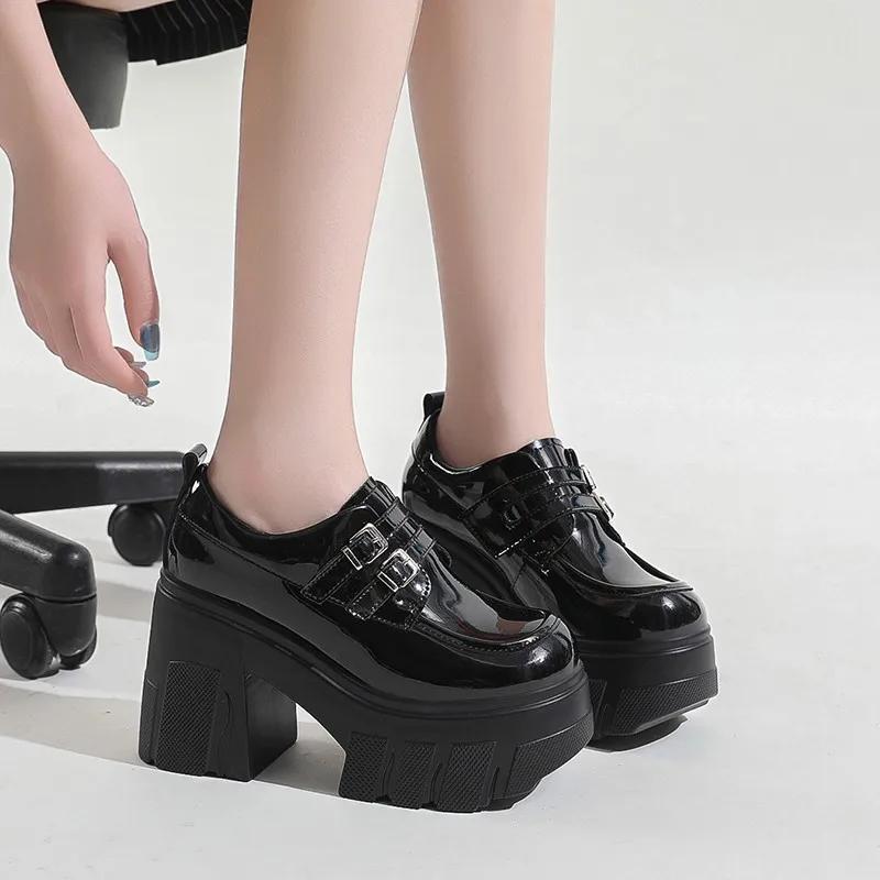 Fashion Spring and Autumn New Women's Shoes 2024 High Quality Fashion Solid Color Round Toe Thick Heel Buckle Women's High Heels